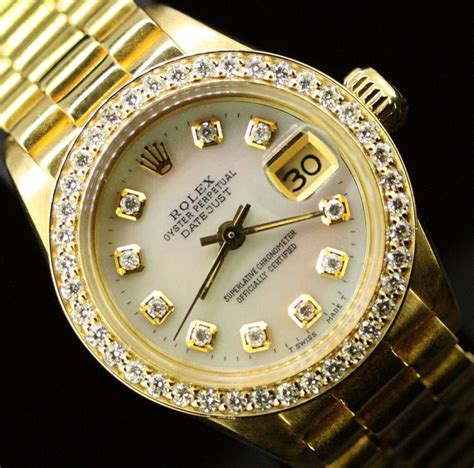 rolex 18k gold rose ladies watch diamond|ladies rolex with diamond bezel.